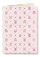Ensemble d'emballage cadeau de luxe en papier d'art recyclable rose doux, comprenant boîte cadeau, sac à main, carte, journal, carnet, gravure
