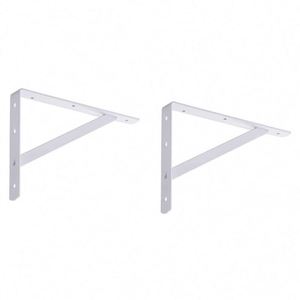 Support mural triangulaire en fer renforcé pour étagère flottante simple face, blanc, capacité 75 lbs, revêtement poudré - Product Image 2