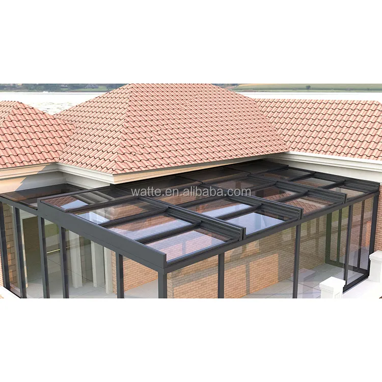 Pare-soleil de porte électrique en aluminium, toit en verre stratifié, de Style européen, pour salle de soleil, auvent d'extérieur