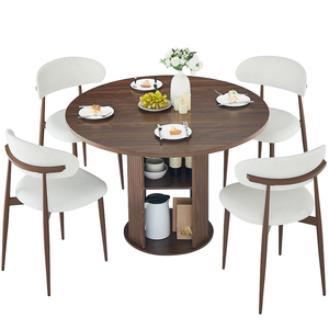 Ensemble de table à manger ronde en tissu moderne et 2 chaises (pour 2 à 4 personnes) - Meubles de salle à manger écologiques et durables pour la maison - Product Image 4