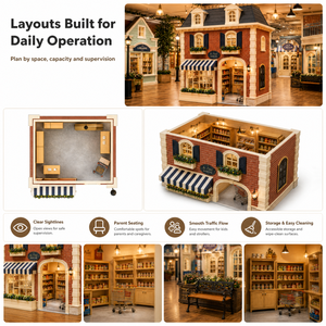 Aire de jeux intérieure modulaire avec auvent rayé et porte, qualité contrôlée, pour aménagement de café ludique, <span class=keywords><strong>plan</strong></span> de zone adaptée aux centres commerciaux - Product Image 5