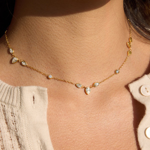 Collar Gargantilla ERESI Elegante, Delicado y Lindo, Estilo Coreano Minimalista, para Uso Diario, Chapado en Oro de 18k PVD, Resistente al Deslustre, Joyería de Acero Inoxidable 316L - Product Image 1