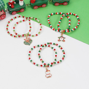 Pulsera de Cuentas con Colgante de Reno y Corazón, Joyería Festiva Unisex, Pulseras con Dijes de Moda, Feliz Navidad - Product Image 2
