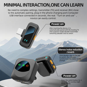 Mini microphone cravate sans fil avec suppression du bruit, kit de vlog à double micro pour les vloggers solo, <span class=keywords><strong>enregistrement</strong></span> et diffusion en direct mobile - Product Image 5