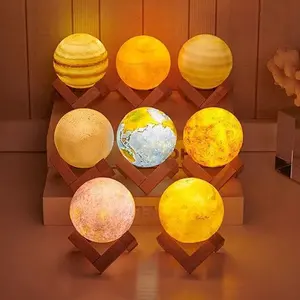 3D-Druck 8 Planeten Tisch lampe tragbare Pat Touch Lampe für Kinder Geschenk Nacht Touch Licht LED 3D LED Mondform Nachtlicht