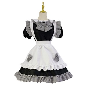 Zixiao Maid Costume Women Black White Checkered <b>Bow</b> Dress Adult Anime Cosplay Spring 2023 - Product Image 3