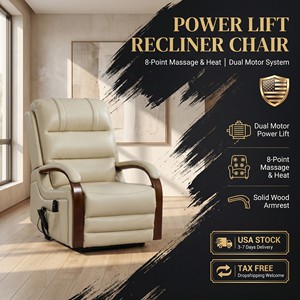[Stock en EE. UU.] Sillón <span class=keywords><strong>Reclinable</strong></span> Eléctrico de Cuero Sintético con Doble Motor, Posición Infinita, Soporta hasta 350 LBS, Envío Nacional en EE. UU., MOQ 1 - Product Image 2