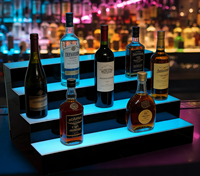 Support de présentation de bouteilles de vin en perspex éclairé par LED portable à 4 étages pour étagère de bar et design d'intérieur
