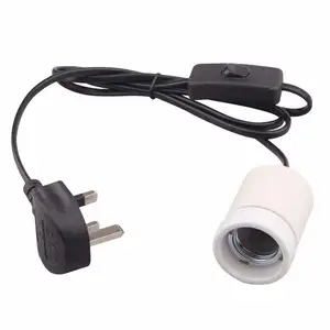 Bulb Holder Light Lamp Accessories Kit Ceramic Screw Socket With Black Wire E27/E26