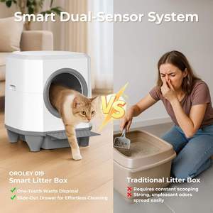 Litière automatique mains libres <span class=keywords><strong>pour</strong></span> <span class=keywords><strong>chats</strong></span>, avec capteur intelligent, moteur silencieux, grand espace 90L, autonettoyante <span class=keywords><strong>pour</strong></span> plusieurs <span class=keywords><strong>chats</strong></span> - Product Image 2