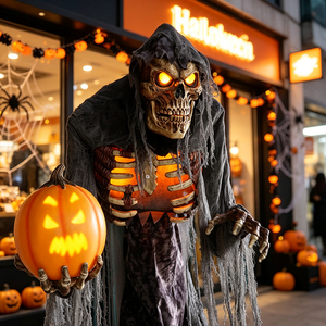 Decorazione Animatronica di Halloween, Lanterna a Forma di Zucca Parlante in Inglese con Occhi LED Mobili e Illuminati - Product Image 2