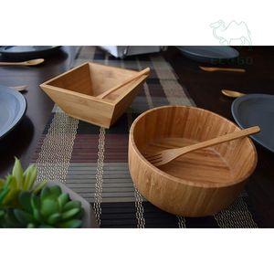 Tazón cuadrado de comida de ensalada de bambú ecológico, frutero al por mayor - Product Image 3