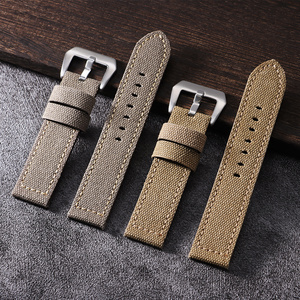 Cinturino <span class=keywords><strong>per</strong></span> Orologio Lionorm Classico Impermeabile 22mm 24mm in <span class=keywords><strong>Tela</strong></span> e Pelle Marrone Vintage Morbido Sostitutivo - Product Image 4