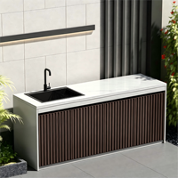 Lavabo en marbre artificiel moderne et écologique avec couleurs personnalisées et bord biseauté pour comptoirs de jardin extérieurs