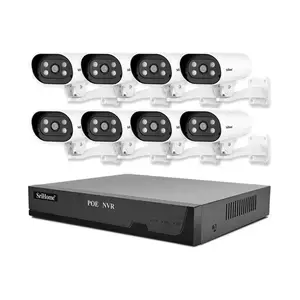 Srihome sistema de alarme de segurança externo, kit de câmera cctv 8mp wi-fi à prova d' água poe nvr 8 ch