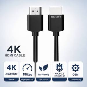 Cable HDMI <span class=keywords><strong>4K</strong></span> <span class=keywords><strong>de</strong></span> 18 Gbps con ARC, HDCP 2.2, Ecológico, TPE <span class=keywords><strong>de</strong></span> Alta Velocidad para TV, Monitor, Proyector, OEM - Product Image 2