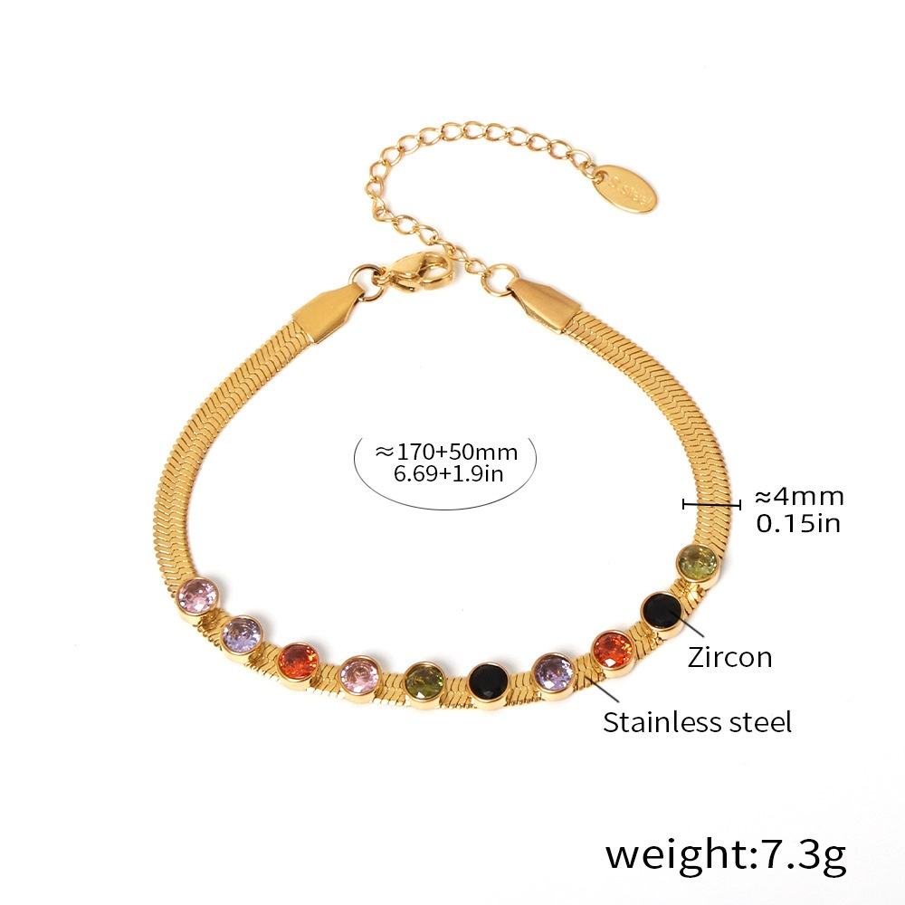 สร้อยข้อมือใบมีดเซอร์โคเนียหลากสีทอง