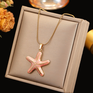 Collana con stella in acciaio inossidabile e stelle smaltate, ciondolo da donna in stile oceano, collana con ciondolo in acciaio inossidabile. - Product Image 6