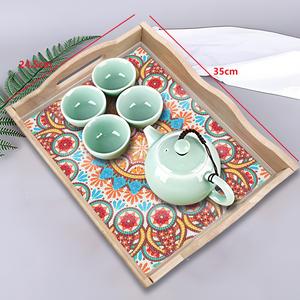 LS new big Size Diamond painting Dining Plate DIY Handmade Square Wooden Tray mandala Diamond Decal painting - Product Image 2