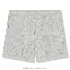 Custom logo breathable training faux suede mesh shorts for men