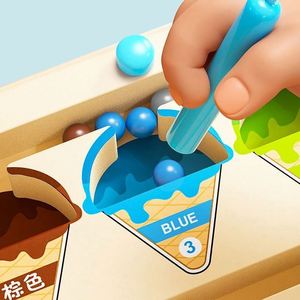 Tablero Magnético de Madera para Preescolar, con Diseño de Helado y Dinosaurios, Laberinto de Números y Colores, Juguetes Montessori - Product Image 4