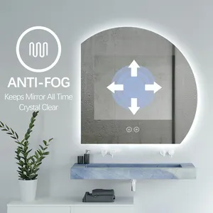 Espejos inteligentes de forma Irregular para baño, luminosos, luminosos, de media luna, montados en la pared, exquisitos y populares, venta al por mayor