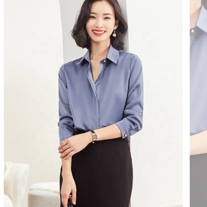 Blusa de Gasa de Alta Gama con Cuello Alto, Estilo Básico, Sólida, Combinable con Todo, para Mujer, Trajes de Negocios, Blusa Formal de Oficina - Product Image 4