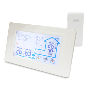 Sleek <b>Large</b>-Screen Multi-Function LED Backlit Weather Forecast <b>Clock</b> with Indoor/Outdoor Temperature and Humidity Alarm - Product Image 1