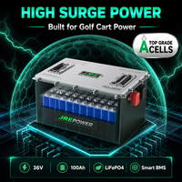 JREPower 36V 100Ah 3840Wh LiFePO4 12S1P Paket Baterai Siklus Dalam Kecepatan Rendah untuk Kendaraan Wisata & Golf Cart 6000 Siklus