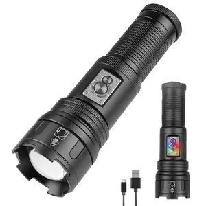 White Laser 30W LED COB torcia USB ricaricabile doppio interruttore Zoom telescopico IPX4 torcia impermeabile gamma 200-1500 m
