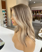 Perruque Femme Gracieuse Blanc et Gris Blond Cendré Big Wave Court Bob Cuticule Brute Cheveux Humains Alignés HD Lace Front Perruques