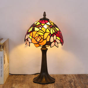 Lampes de table Tiffany de style rustique rural, fleur de pivoine, art créatif, lampes de chevet décoratives avec alimentation CA pour chambres à coucher - Product Image 3