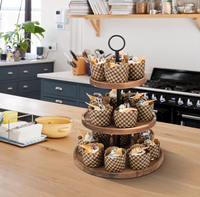 Tour à Cupcake en bois à 3 niveaux et plateau à biscuits support de service pour présentoir de buffet à dessert supports de stockage et supports