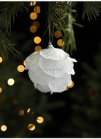 Boule de Noël en mousse blanche scintillante de haute qualité, écologique, en forme de pétale, pour décoration de fête de luxe, vente en gros, prête à expédier