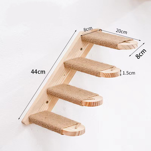 <b>Wall</b> Mounted <b>Cat</b> Climbing Frame 4 Levels Wooden Sisal Platform Durable Multi Level Stairs For Indoor <b>Cats</b> - Product Image 5