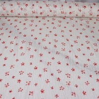 Magnifique tissu jacquard en soie de haute qualité, confortable, à fines rayures rouges et fleurs, pour vêtements féminins.