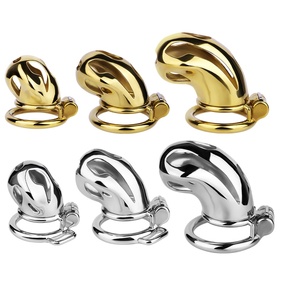 กรงครอบอวัยวะเพศชายโลหะสีทอง ขนาด FRRK S M L 3 ไซส์ พร้อมกุญแจล็อค อุปกรณ์ BDSM สำหรับผู้ชาย - Product Image 1