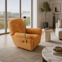 Fauteuil inclinable électrique moderne avec support pour téléphone, en cuir véritable