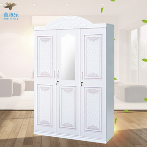 Armadio Moderno Best Seller con 3 Ante a Battente, Specchio, Struttura in Ferro e Motivo Stampato in Acciaio - Guardaroba - Product Image 4