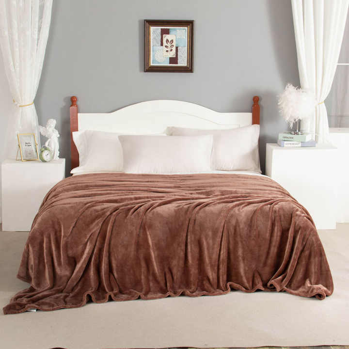 Double-Sided Thickened Solid Color Flannel Blanket Student Dormitory Office Nap Autumn and Winter Cover Blanket