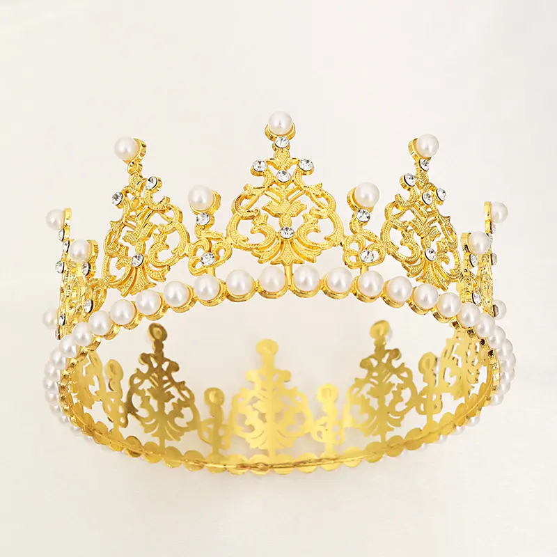 Diadema da sposa torta da forno corona di perle luce piena e rotonda decorazioni per feste accessori per feste