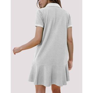 Vestido Polo FOXA para Mujer, con Cuello, Manga Corta, Volantes, para Golf, Tenis, Deportes, Ejercicio, Mini Vestido de Verano, Túnica, Piqué, Gris - Product Image 5