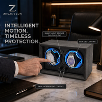 Estuche inteligente para dos relojes con sensor activo, control de luz fotosensible, motor dual independiente y alimentación USB