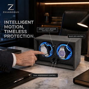 Estuche inteligente para dos relojes con sensor activo, control de luz fotosensible, motor dual independiente y alimentación USB - Product Image 1