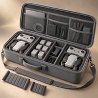Étui de protection portable noir en EVA pour drone, coque rigide personnalisée avec séparateur réglable, poignée et bandoulière