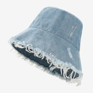 Wide Brim Denim <b>Bucket</b> <b>Hat</b> with Rough Edge Sun Protection <b>for</b> Outdoor Sports & Travel <b>Big</b> <b>Head</b> Circumference Unisex - Product Image 1