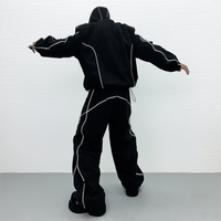 Ensemble survêtement en nylon personnalisé avec veste zippée oversize en polyester réfléchissant, imperméable et coupe-vent, et pantalon de jogging