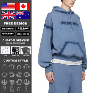 Sudadera con Capucha KingSen Vintage Lavada, 100% Algodón, Forrada, Transpirable, con Hombros Caídos, Logotipo Desgastado, Estilo Retro, Esencial para Streetwear - Product Image 2