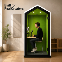 Cabine de bureau insonorisée acoustique avec écran vert Chroma Key et éclairage réglable pour studio de diffusion en direct