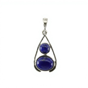 Pendentif goutte d'eau en lapis-lazuli et argent sterling 925, serti clos, minimaliste, pour un usage quotidien, bijoux unisexe - Product Image 1